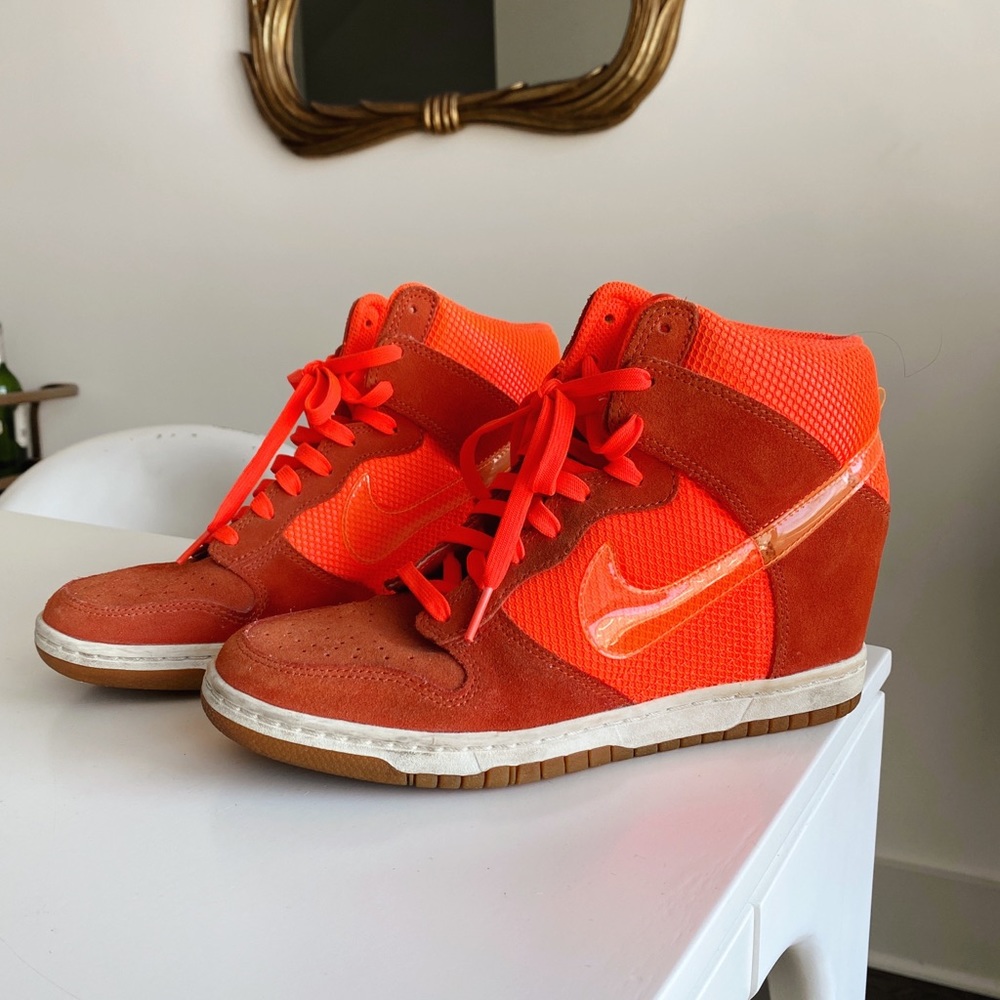 Nike “Total Crimson” Mesh Sky Hi wedge sneaker